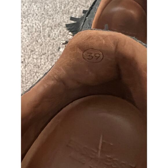 ESSEutESSE Metallic Python Print Lamb Leather Fringe Running Sneaker Black 39 - Picture 13 of 13